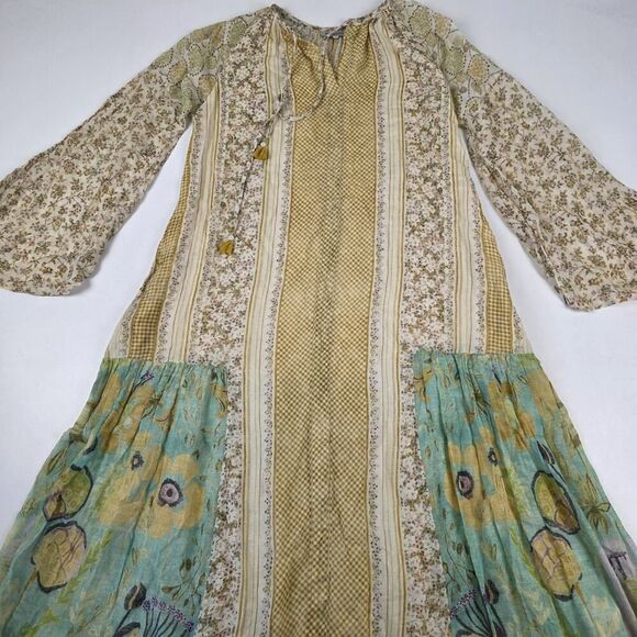 D'ascoli Dress Women Cecile Maxi‎ Floral Tassel Balloon Sleeve Small Bohemian - Picture 6 of 16